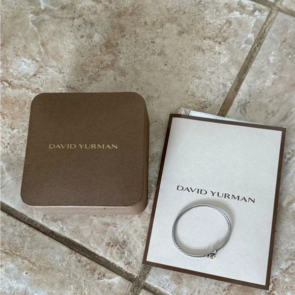David Yurman Silver Bracelet with Gold Heart Charm - Picture 9 of 9